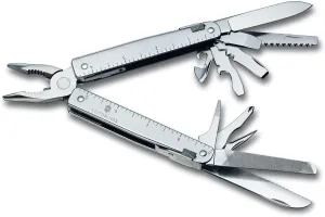 Victorinox Swiss Tool Swiss Army Knife, 24 Function Swiss Made Multi-Tool with Needle-Nose Pliers, Wire Cutters and Large Blade - Silver