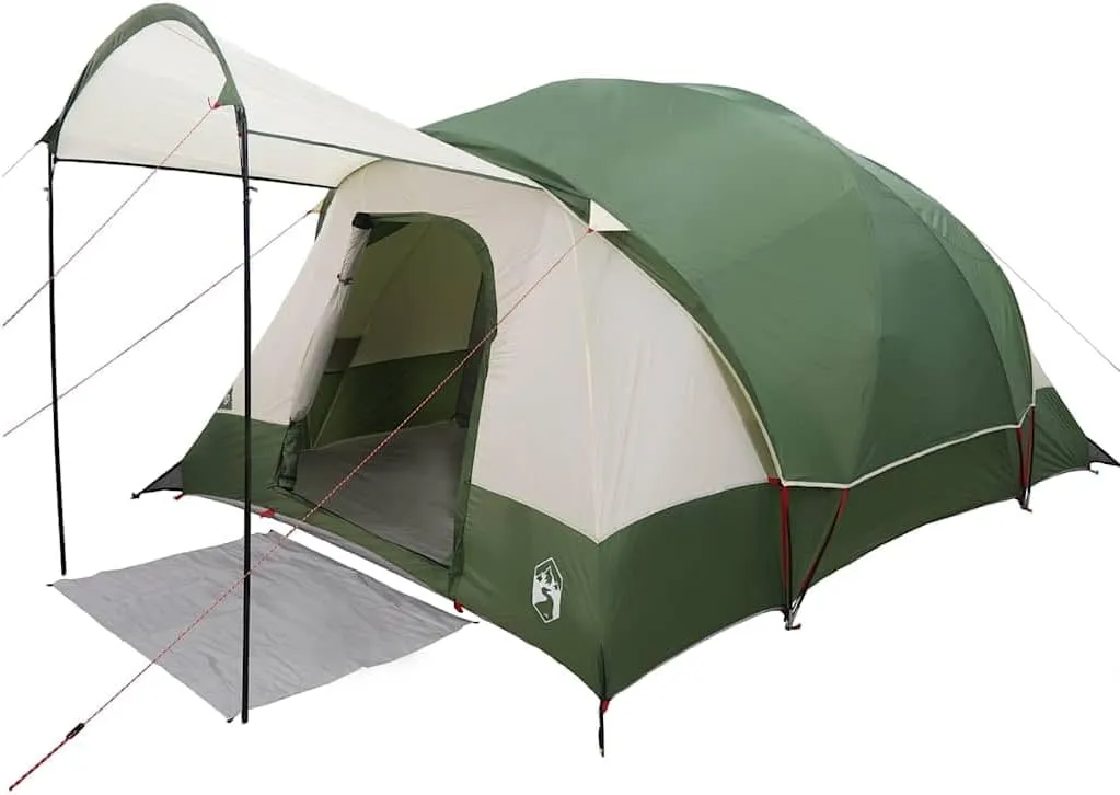 vidaXL 8-Person Family Tent - Spacious, Waterproof, Green Tunnel Tent for Outdoor Adventures with Removable Fly