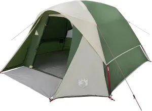 vidaXL Camping Tent Cabin - 4-Person Green Waterproof Tent with Removable Fly and Gear Loft