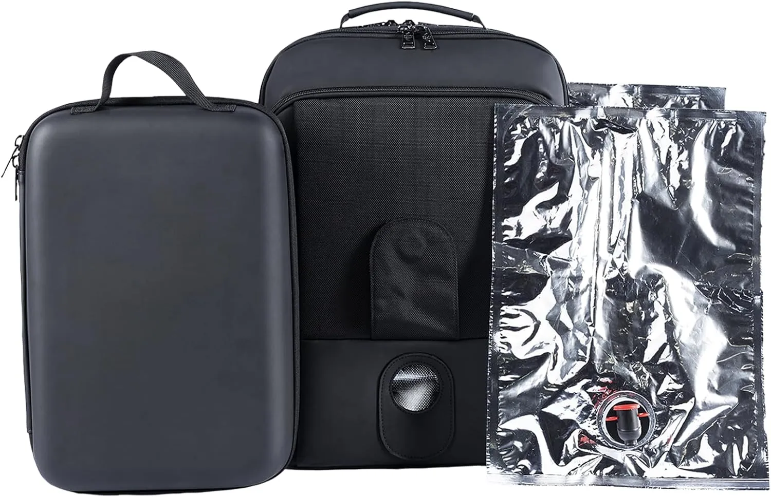VinGardeValise® VinXplorer Wine Backpack, Keeps Drinks Chilled and Ready To Serve, 1.5-Liter Refillable Dispenser Spout Bladder For Liquids, Removable Padded 2 Wine Bottle Carrying Case - Black