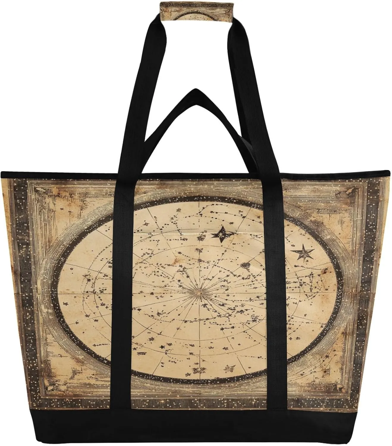 Vintage Astrolabe Reusable Insulated Lunchbox Cooler Bag, Leakproof Kitchen Grocery Bag Collapsible Portable Cooler Tote Bag for Picnic, Camping, Office, Travel
