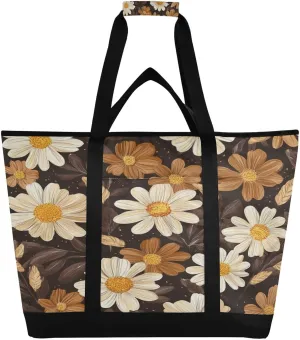 Vintage Flowers Reusable Insulated Lunchbox Cooler Bag, Leakproof Kitchen Grocery Bag Collapsible Portable Cooler Tote Bag for Picnic, Camping, Office, Travel