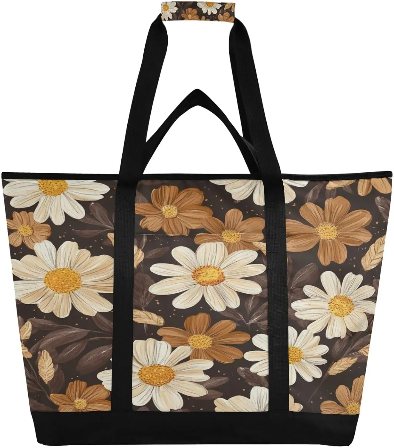 Vintage Flowers Reusable Insulated Lunchbox Cooler Bag, Leakproof Kitchen Grocery Bag Collapsible Portable Cooler Tote Bag for Picnic, Camping, Office, Travel
