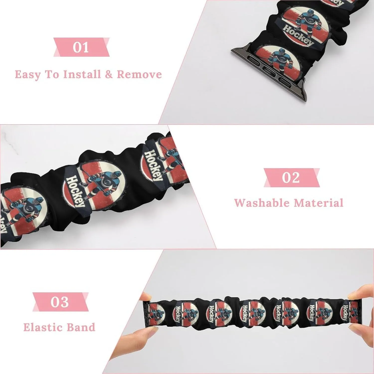 Vintage Hockey Fashion Watch Strap Scrunchies Wristbands Compatible With IWatch Series