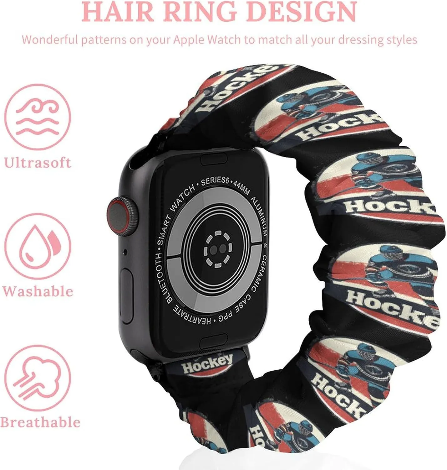 Vintage Hockey Fashion Watch Strap Scrunchies Wristbands Compatible With IWatch Series