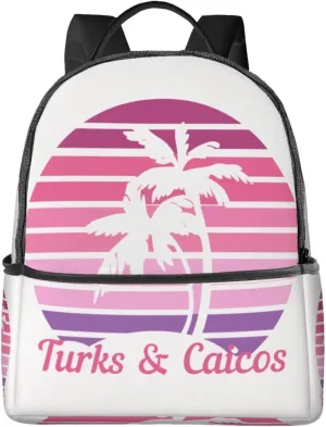 Vintage Turks Caicos Islands Flag Tropical Beach Casual Backpack Travel Backpacks Outdoor Sports Rucksack Lightweight Daypack Fashion Carry-on Bag for Weekender Traveling