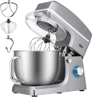 VIVOHOME 7.5 Quart Stand Mixer, 660W 6-Speed Tilt-Head Kitchen Electric Food Mixer with Beater, Dough Hook, Wire Whip, and Egg Separator, Iron Gray