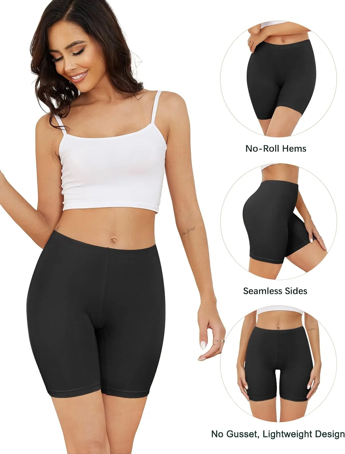 voenxe Women Cotton Boy Short Underwear,Shorts for Under Dress,Ladies Anti Chafe Boxer Briefs,High Waist Long Leg,4 Pack