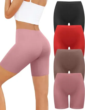 voenxe Women Cotton Boy Short Underwear,Shorts for Under Dress,Ladies Anti Chafe Boxer Briefs,High Waist Long Leg,4 Pack
