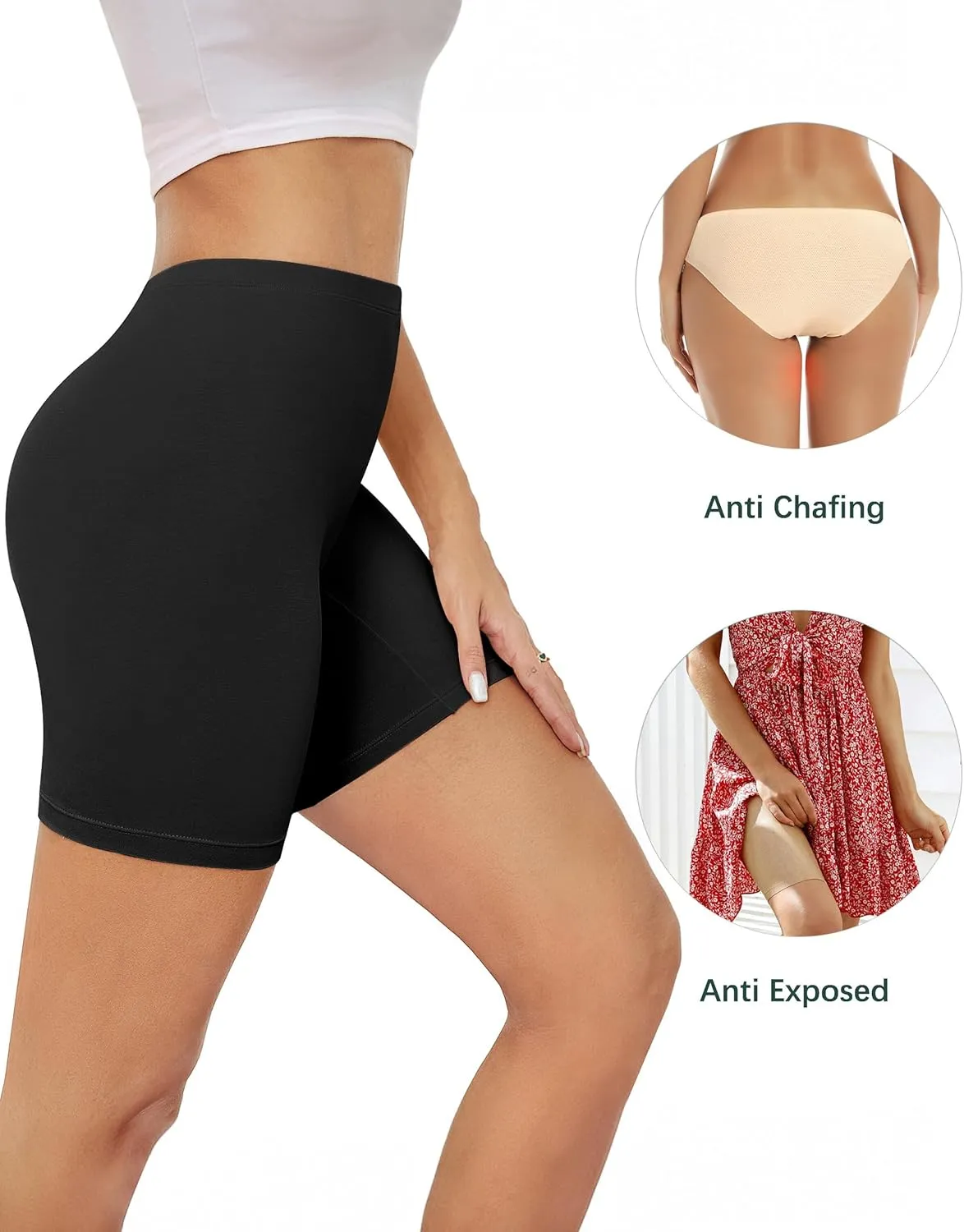 voenxe Women Cotton Boy Short Underwear,Shorts for Under Dress,Ladies Anti Chafe Boxer Briefs,High Waist Long Leg,4 Pack