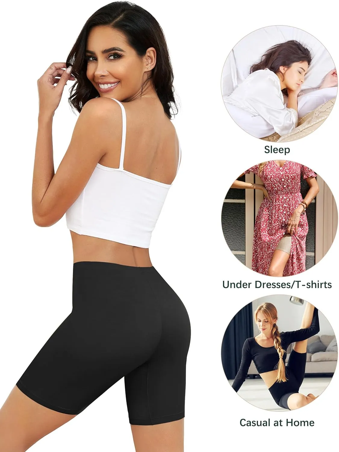 voenxe Women Cotton Boy Short Underwear,Shorts for Under Dress,Ladies Anti Chafe Boxer Briefs,High Waist Long Leg,4 Pack