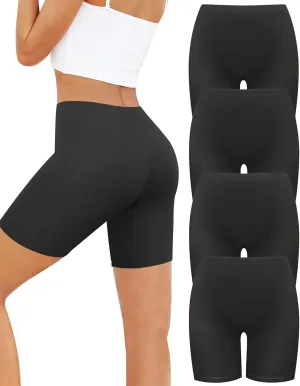 voenxe Women Cotton Boy Short Underwear,Shorts for Under Dress,Ladies Anti Chafe Boxer Briefs,High Waist Long Leg,4 Pack