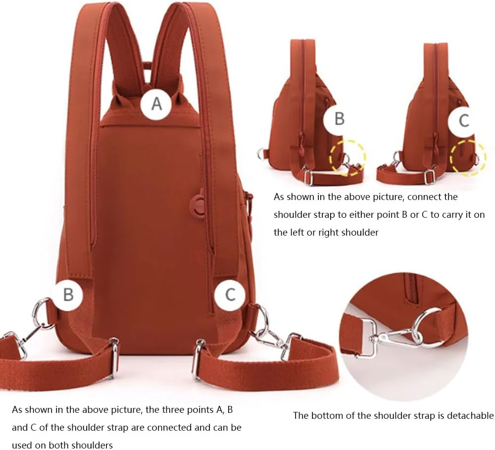 Vovtva Street Lite Chic Versatile Travel Bag, Adjustable Strap Backpack Chest Bags Double Zipper Large Capacity (A)