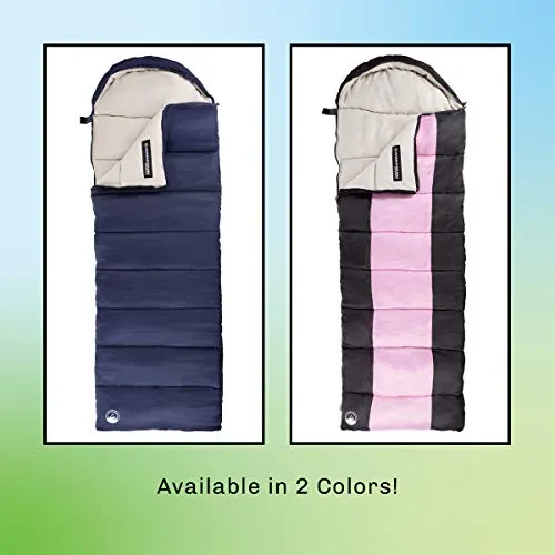 Wakeman Outdoors Sleeping Bag – 35F Rated 3 Season Envelope Style with Hood for Outdoor Camping, Backpacking and Hiking with Carry Bag (Navy)
