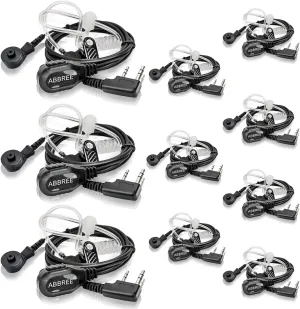 Walkie Talkie Earpiece with Mic 2-Pin Detachable Air Acoustic Tube Headset Two Way Radio Earpiece for UV-5R BF-F8HP PRO 5RM K5PLUS UV-5G Plus GM21 GM-15 PRO UV-32 AR-152 BF-888S Ham Radio,10Pack