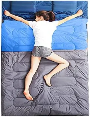 Warm Double Sleeping Bag Men and Women Sleeping Bag Outdoor Camping Ultra Light Adult Suitable for Hiking Soft Stitchable,Blue Hello