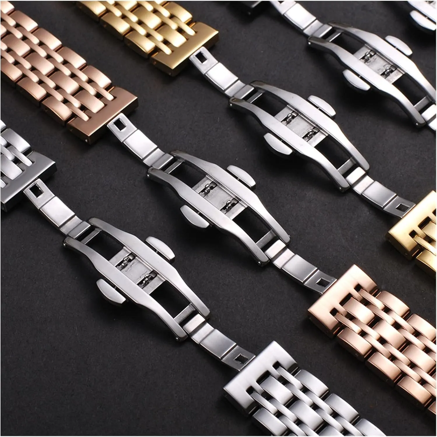 Watch Strap Metal Breathable Stainless Steel Strap, Replaceable Strap Quick Release Stainless Steel 12Mm-26Mm /21Mm/Gold