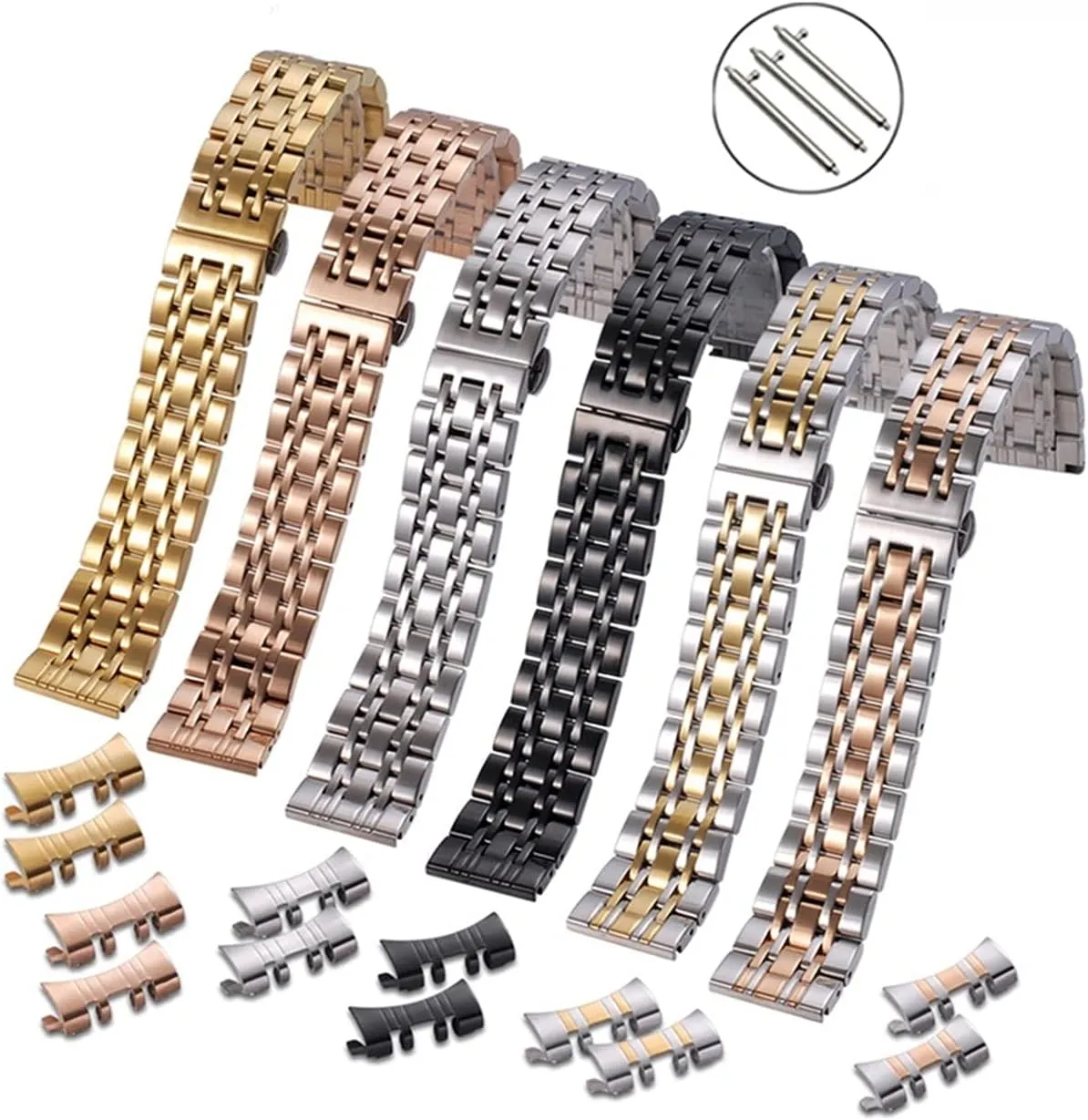 Watch Strap Metal Breathable Stainless Steel Strap, Replaceable Strap Quick Release Stainless Steel 12Mm-26Mm /21Mm/Gold