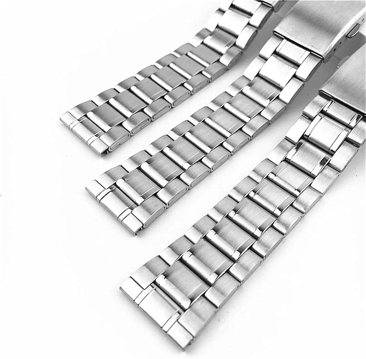 Watch Strap Metal Stainless Steel Replacement Strap Watch Band Flat Buckle Wrist Band Silver Gold, Silver Bracelet, 12 14 16 18 20 22mm