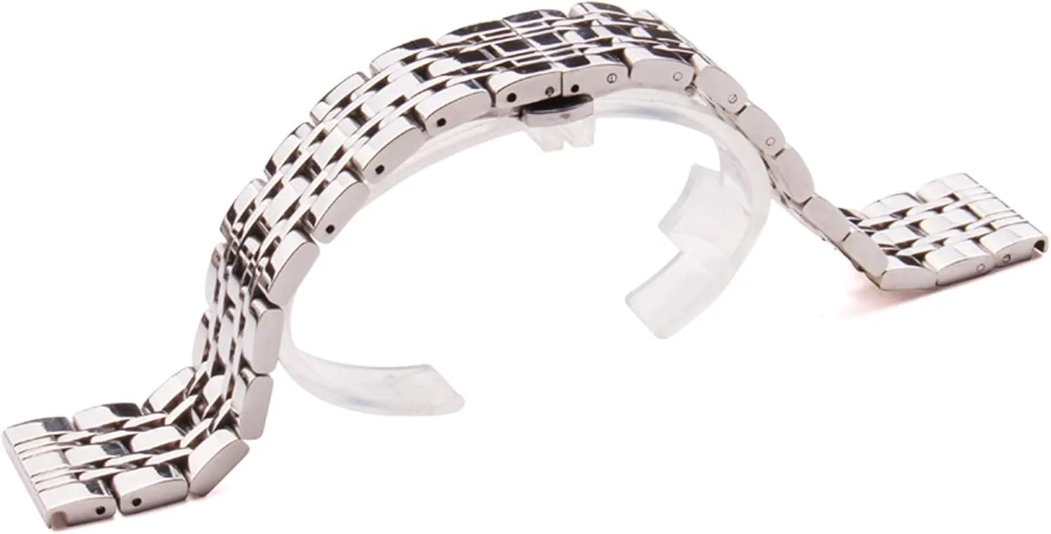 Watch Strap, Stainless Steel Watch Band Men's Women's Watch Band Metal Polished Watch Band Clock Accessories