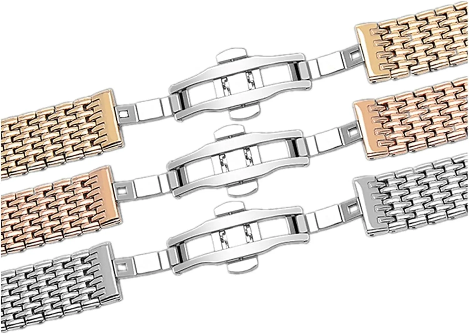 Watch Strap Stainless Steel Watch Bands 20mm 22mm Butterfly Buckle Watch Strap Replacement Wrist Bracelet