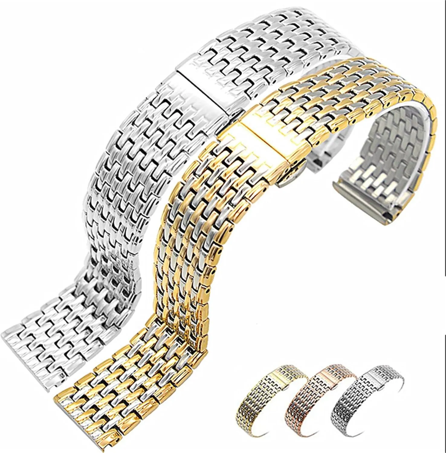 Watch Strap Stainless Steel Watch Bands 20mm 22mm Butterfly Buckle Watch Strap Replacement Wrist Bracelet