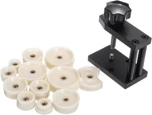 Watchmaker Press Tool Repair Watch Case Kit Back Case Closer with 12 Plastic Dies Durable Metal Watch Case Press Tool Kits Repair Tool kit