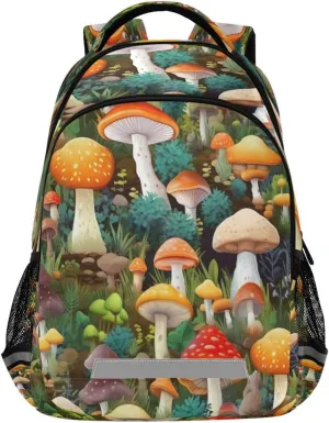 Watercolors Mushrooms Design Waterproof Backpack - Casual Outdoor Sports Daypack with Ergonomic Shoulder Straps#180