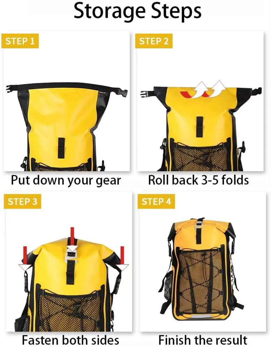 Waterproof Backpack Kayak Dry Bag Backpack Waterproof 30L, Lightweight Roll Top Dry Bag for Boating Surfing Camping (Black,30L)