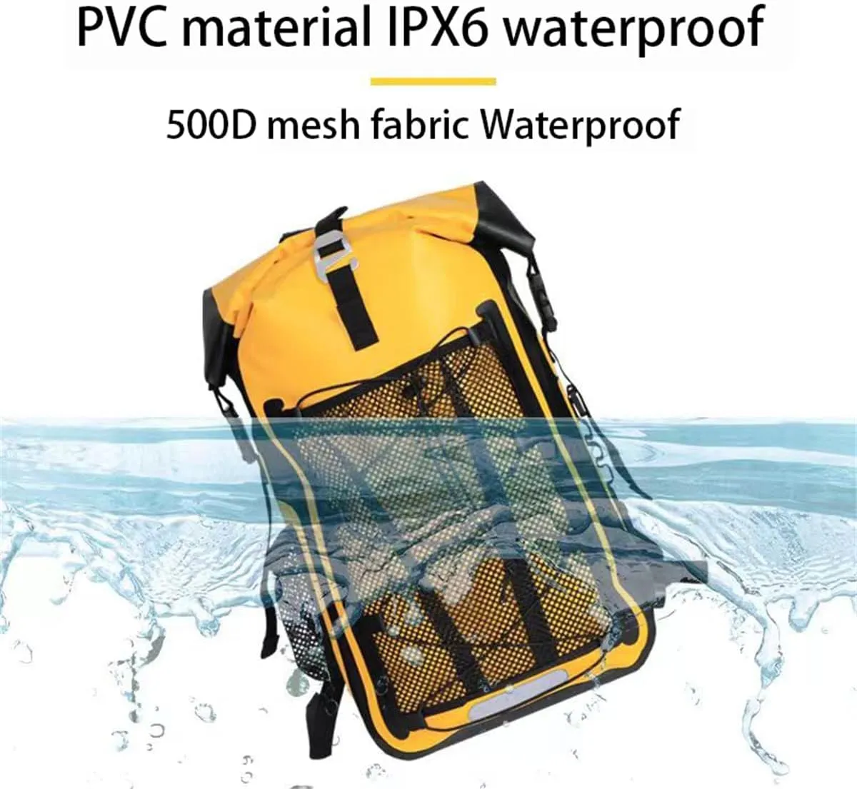 Waterproof Backpack Kayak Dry Bag Backpack Waterproof 30L, Lightweight Roll Top Dry Bag for Boating Surfing Camping (Black,30L)