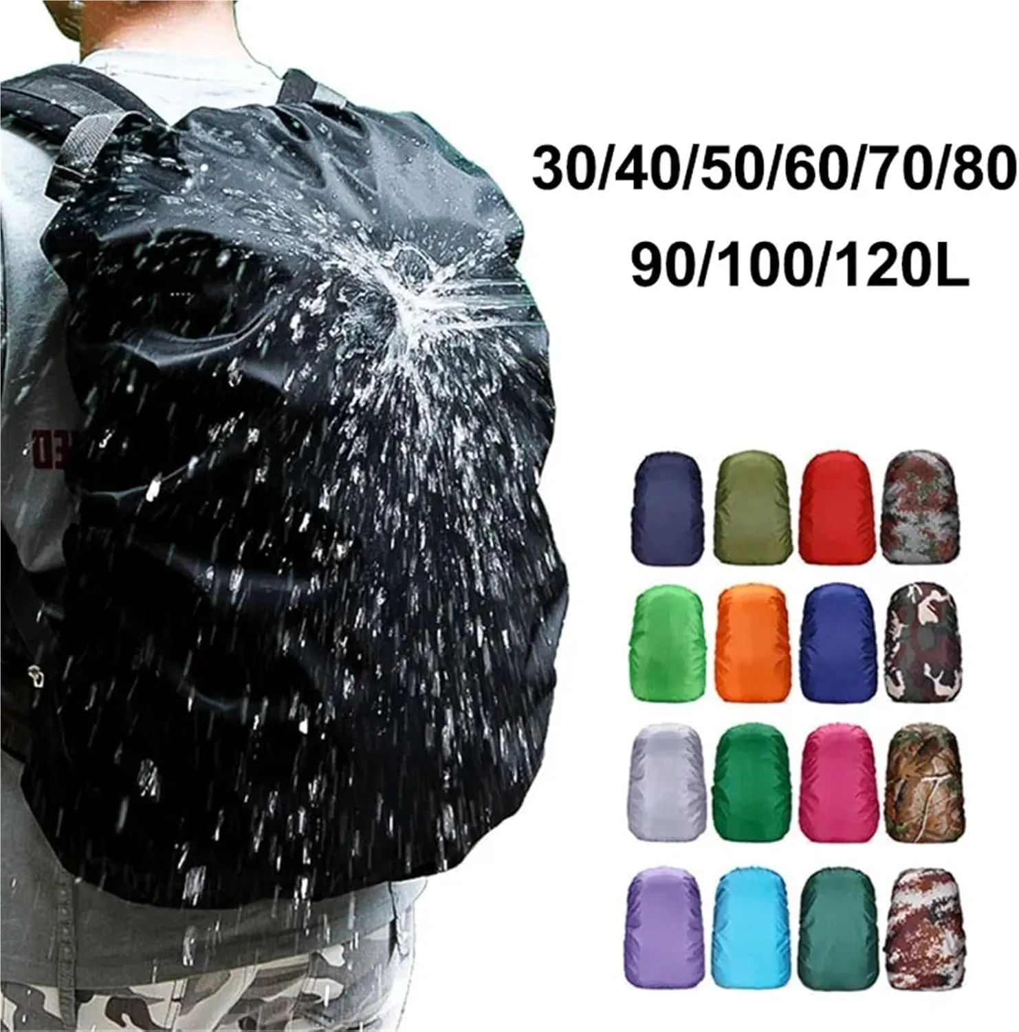 Waterproof Backpack Rain Cover 2pcs Waterproof Backpack Rain Cover Rain Cover Backpack Waterproof Bag Hiking Camping Bags Large Rain Cover for Hiking，Camping(90-120L Green)