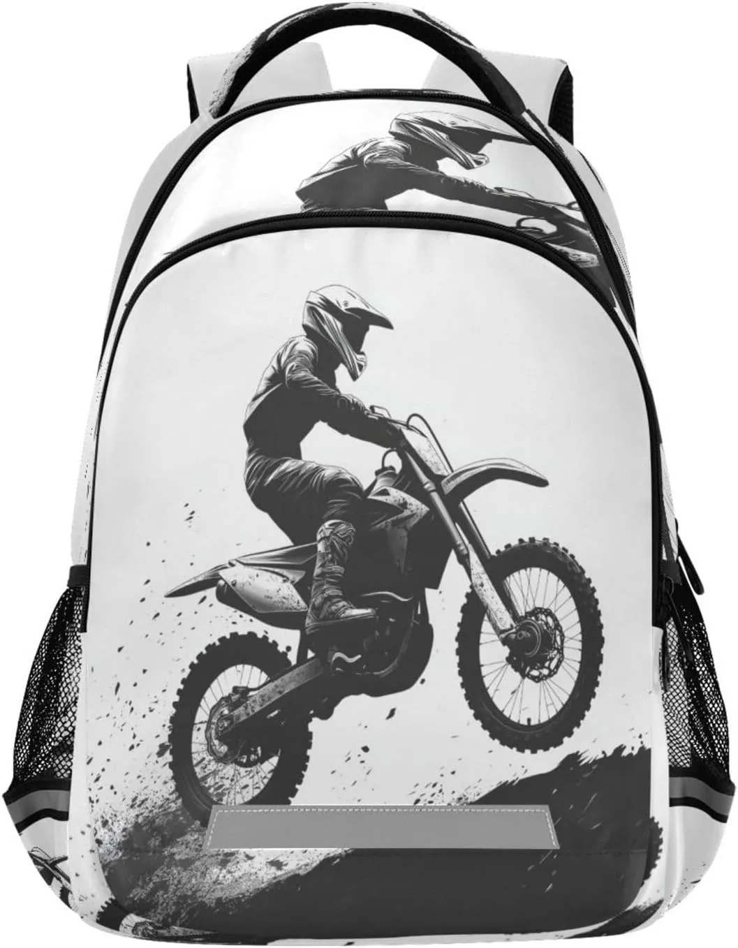 Waterproof Backpack with Motocross Rider Design - Lightweight Ergonomic Daypack for Commute, Travel（164）