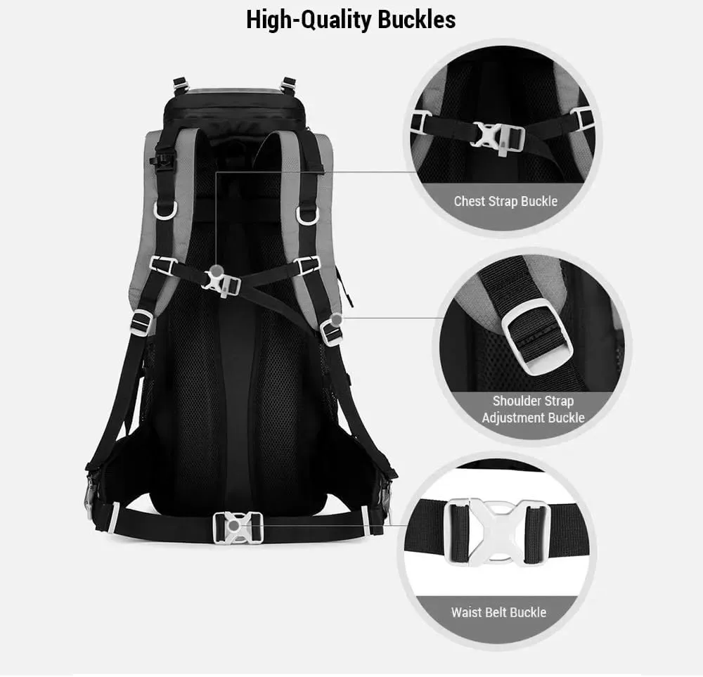 Waterproof Backpacking Mountaineering Backpack 60L Hiking Backpack Large Capacity Camping Backpack