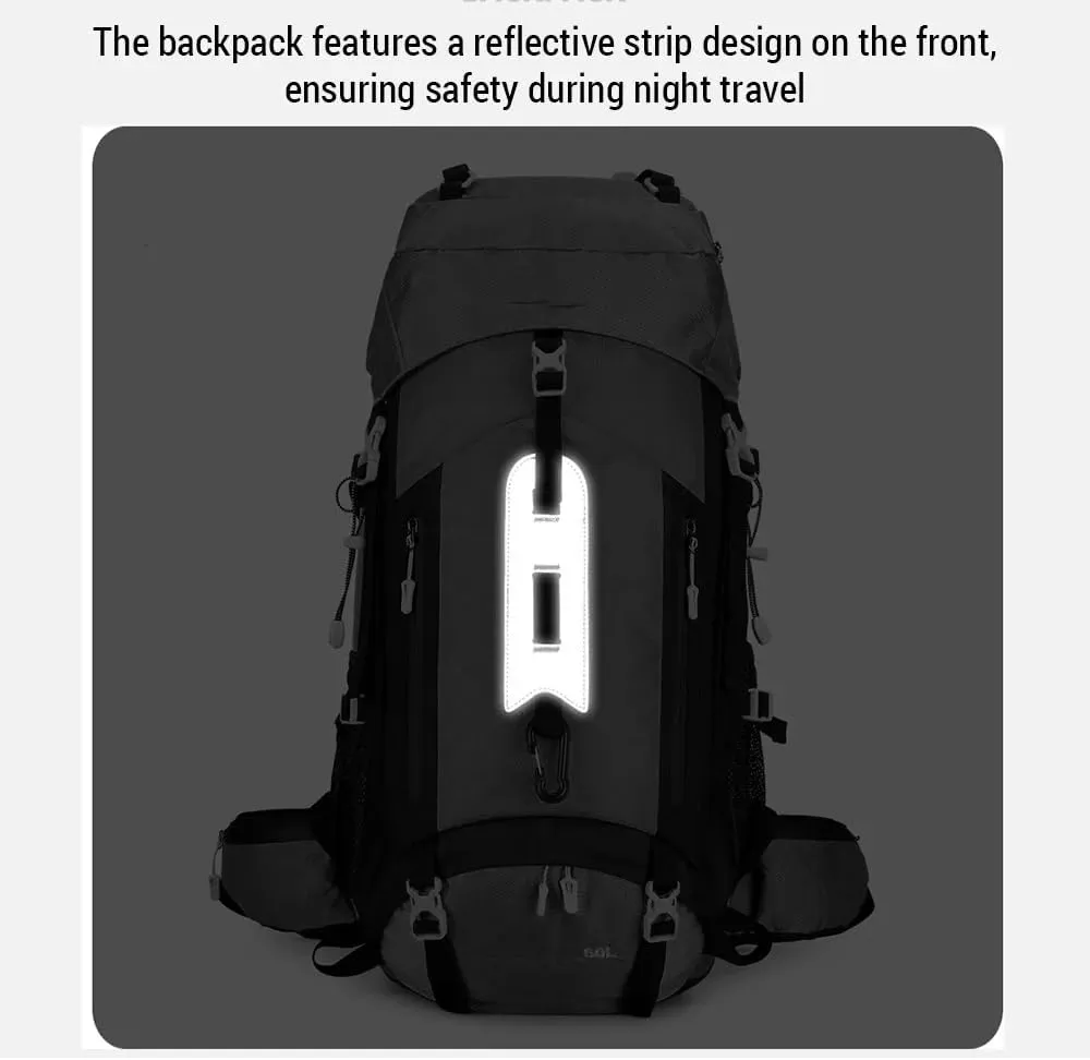 Waterproof Backpacking Mountaineering Backpack 60L Hiking Backpack Large Capacity Camping Backpack
