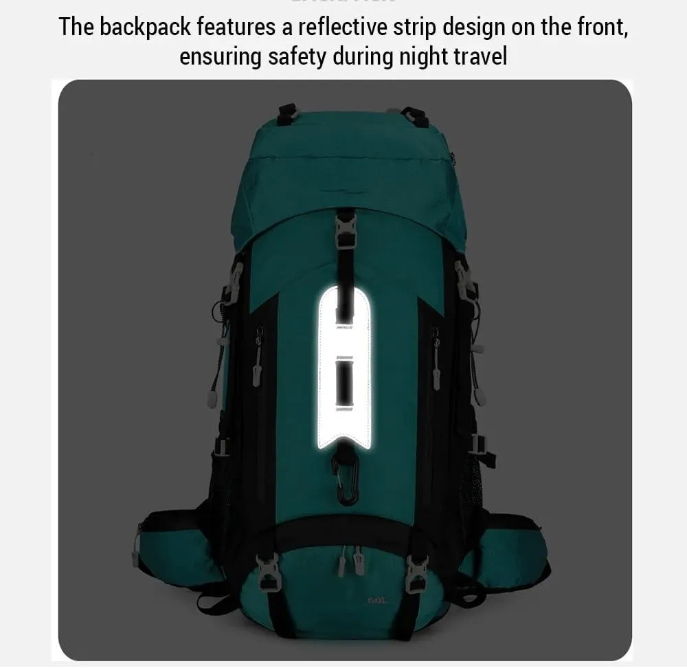 Waterproof Backpacking Mountaineering Backpack 60L Hiking Backpack Large Capacity Camping Backpack