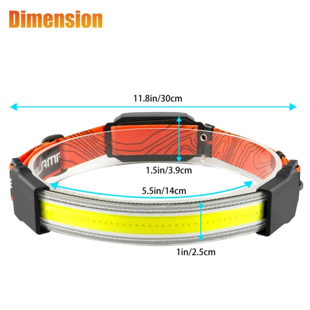 Waterproof COB LED Headlamp Rechargeable Headband Light USB Headlight Flashlight
