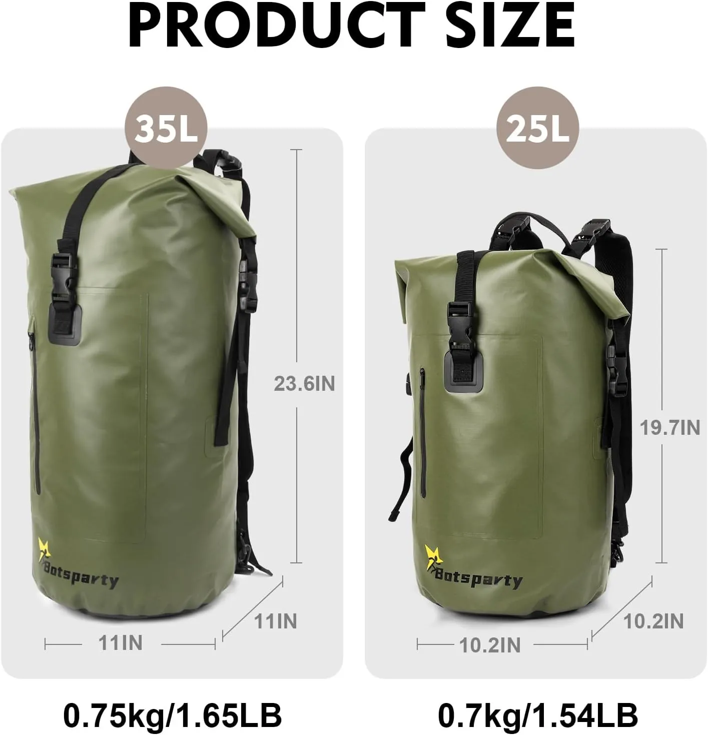 Waterproof Dry Bag Backpack - Lightweight Hiking Pack with Zippered Pocket for Camping, Kayaking, Travel, Hiking, Fishing, Outdoor Enthusiasts（25L）