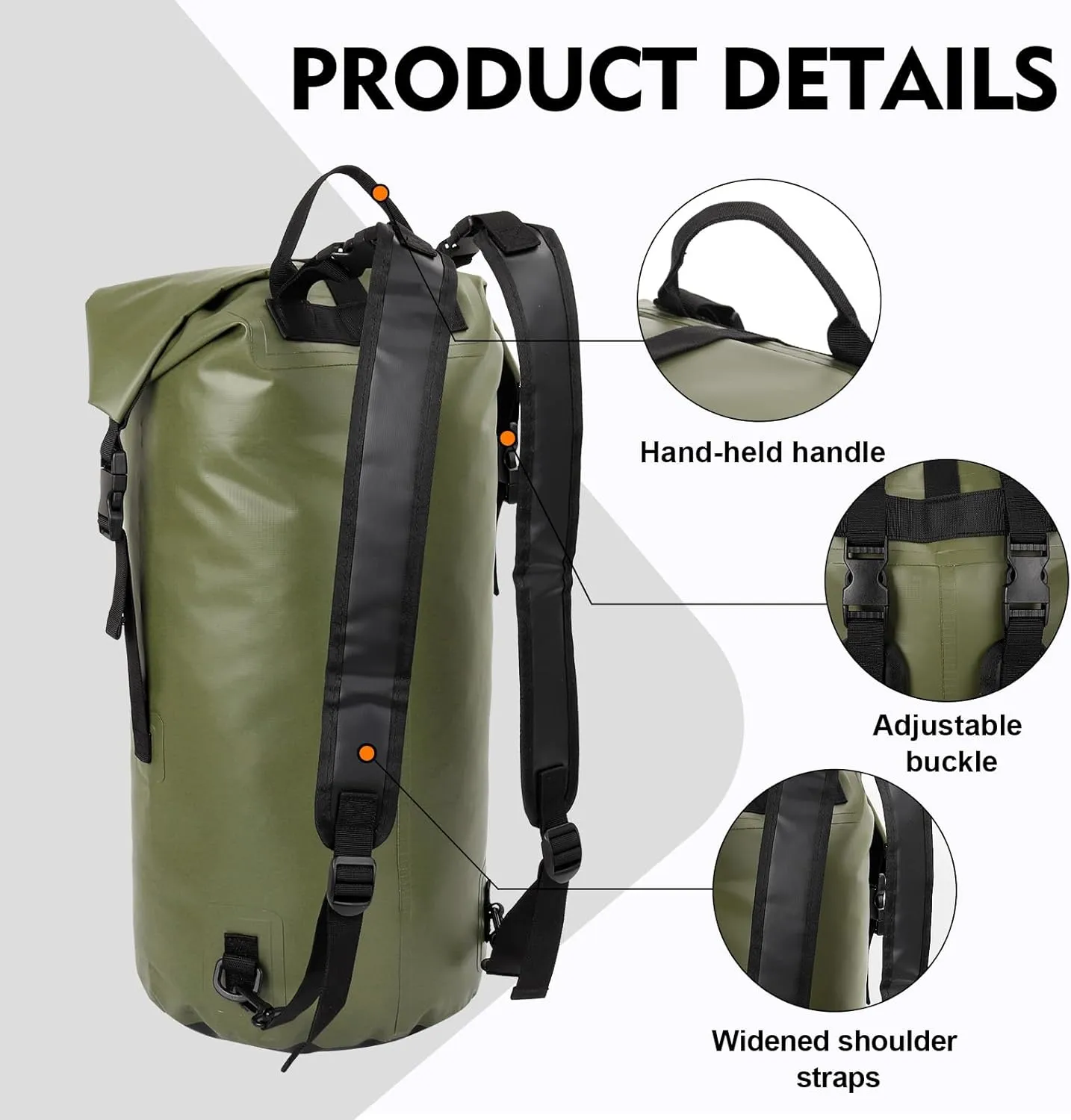 Waterproof Dry Bag Backpack - Lightweight Hiking Pack with Zippered Pocket for Camping, Kayaking, Travel, Hiking, Fishing, Outdoor Enthusiasts（25L）