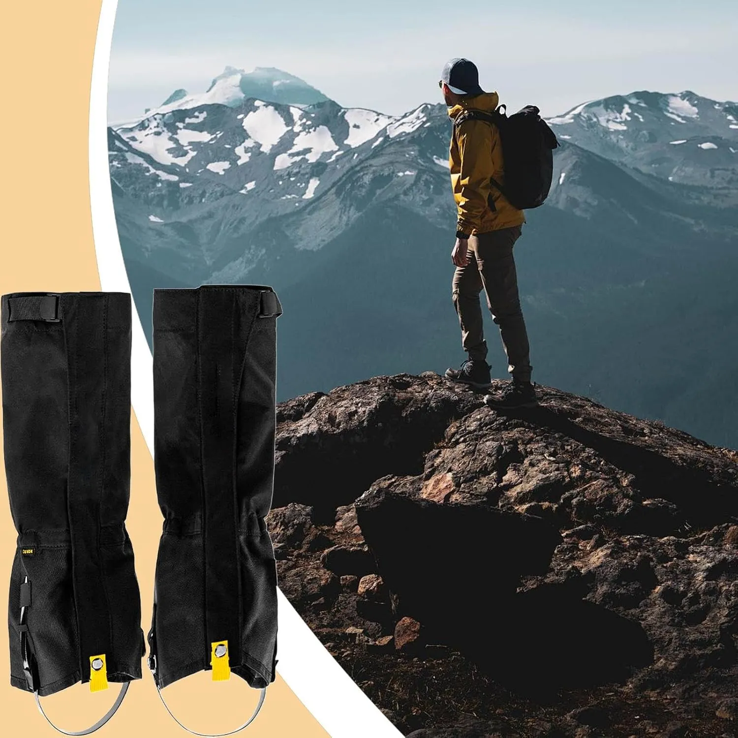 Waterproof Gaiters, Lightweight Boot Guard, Multifunctional Legging Gaiters for Skiing, Hiking, Landscaping, Construction, Camping