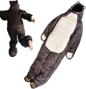 Wearable Bear Sleeping Bag, Adults Full Body Lightweight Waterproof Sleeping Bags Suit for Camping Traveling All Season with Zipper