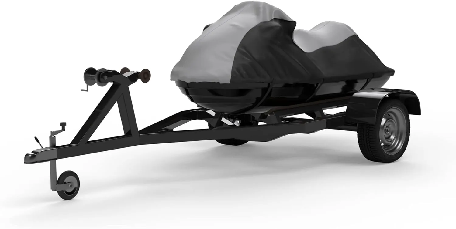 Weatherproof Max Jet Ski Cover Compatible with SEA DOO Spark 3UP 2022-2023 – Gray/Black Color – All Weather – Trailerable – Protects from Rain, Sun