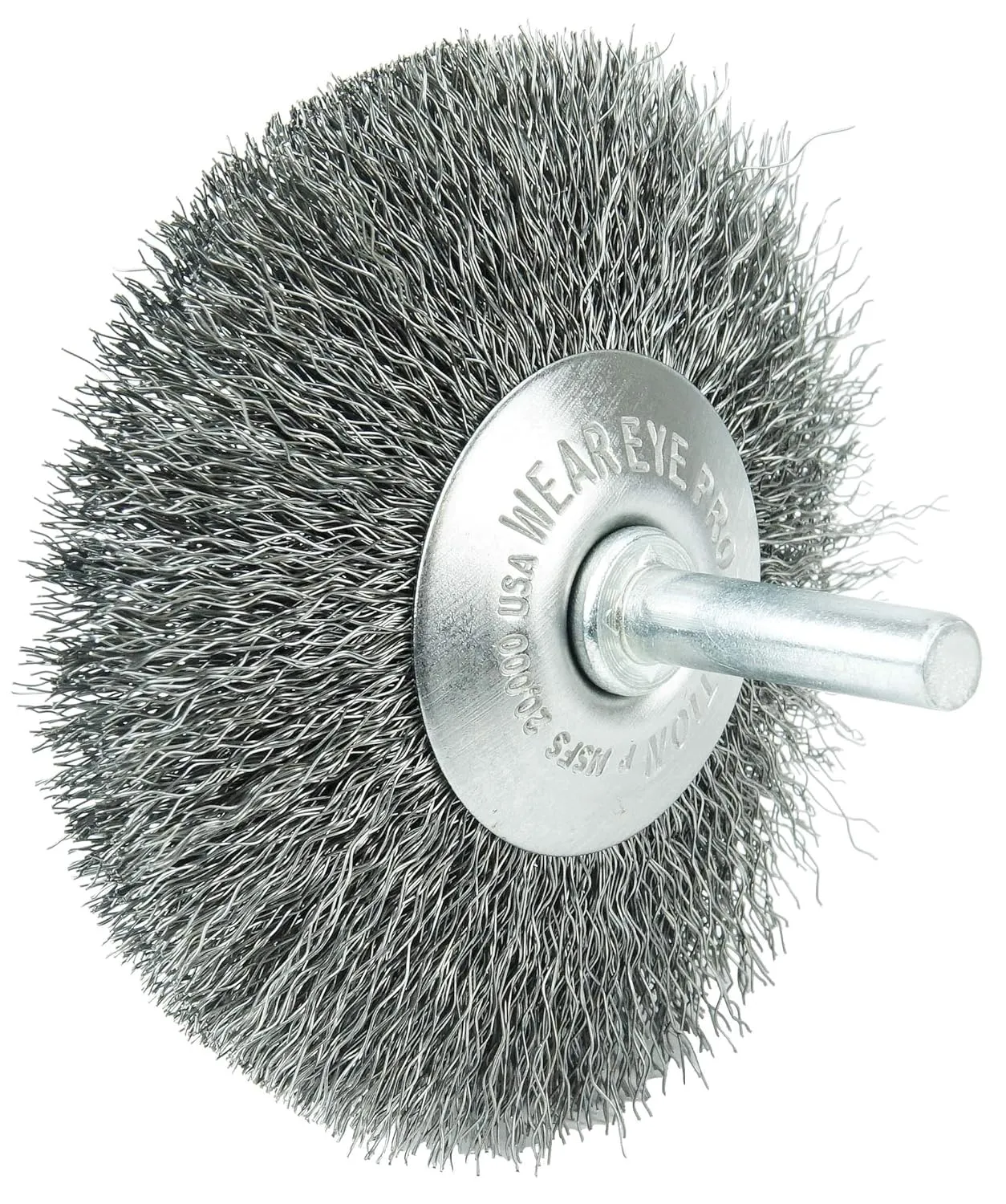 Weiler 17936 3" Stem-Mounted Concave Crimped Wire Wheel, .006" Stainless Steel Fill, 1/4" Stem, Made in The USA (Pack of 10)