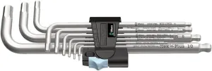 Wera - 5022720001 Stainless 3950 PKL/9 Ball-point Metric Hex-Plus Ergonomic L-Key Set with Two-Component Storage Clip, 9-Piece