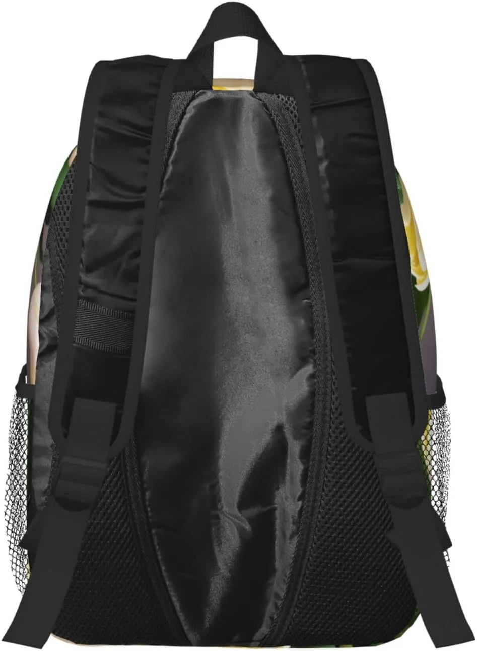White Yellow Tulips Backpack Lightweight Casual Backpack Double Shoulder Bag Travel Daypack With Laptop Compartmen