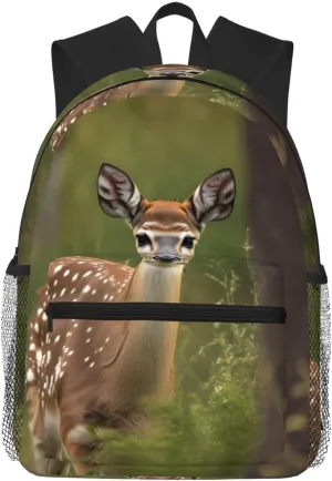 Whitetail Deer Fawn In Wilderness Stag Print Comfortable Backpack,Your Essential Casual Travel Bag For Outdoor Adventures