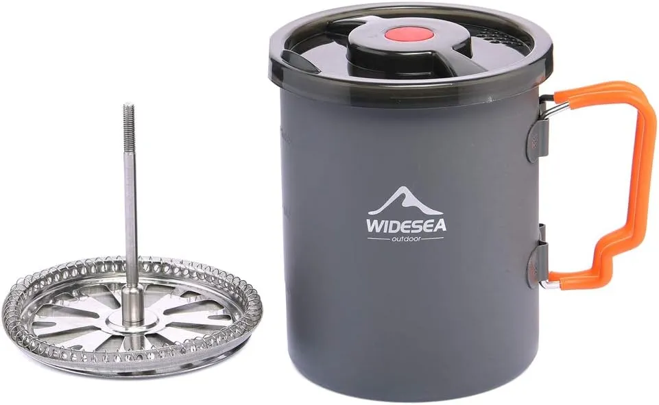 widesea Camping Coffee Pot 750ML, French Press Coffee Maker,Lightweight Backpacking Pot with Collapsible Handle For Camping,Hiking,Fire Cooking