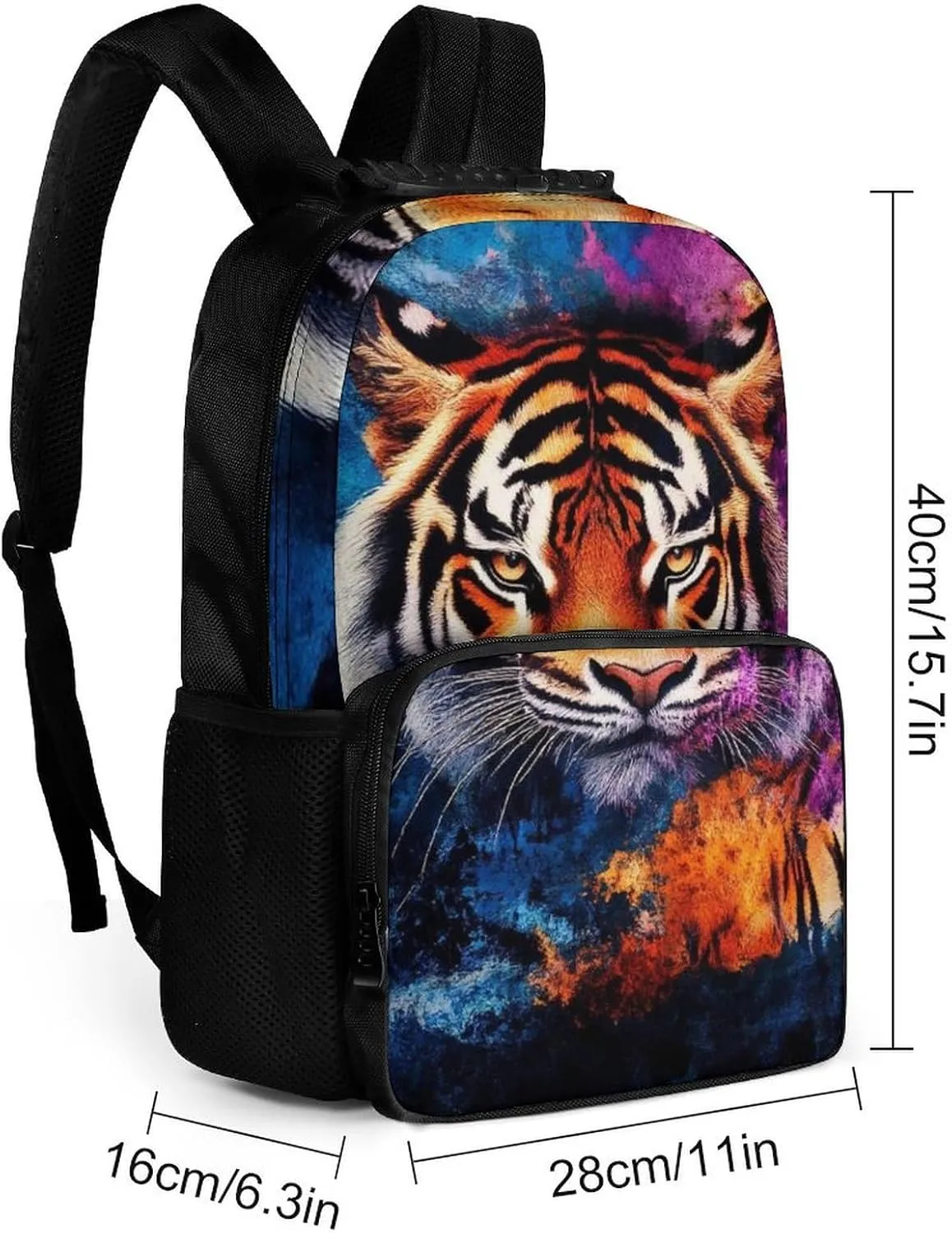 Wild Angry Tiger Art Daypack Polyester Anti-Theft Multipurpose Bookbag Big Capacity Gym Outdoor Hiking Backpack With Adjustable Shoulder Straps