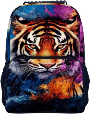 Wild Angry Tiger Art Daypack Polyester Anti-Theft Multipurpose Bookbag Big Capacity Gym Outdoor Hiking Backpack With Adjustable Shoulder Straps