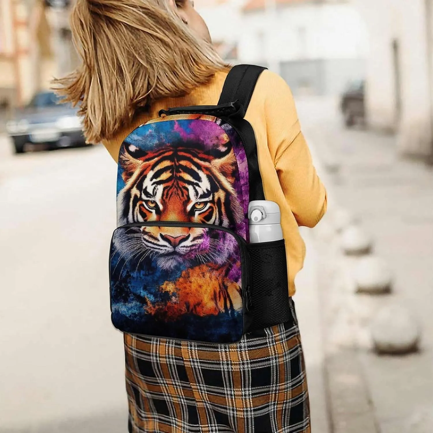 Wild Angry Tiger Art Daypack Polyester Anti-Theft Multipurpose Bookbag Big Capacity Gym Outdoor Hiking Backpack With Adjustable Shoulder Straps