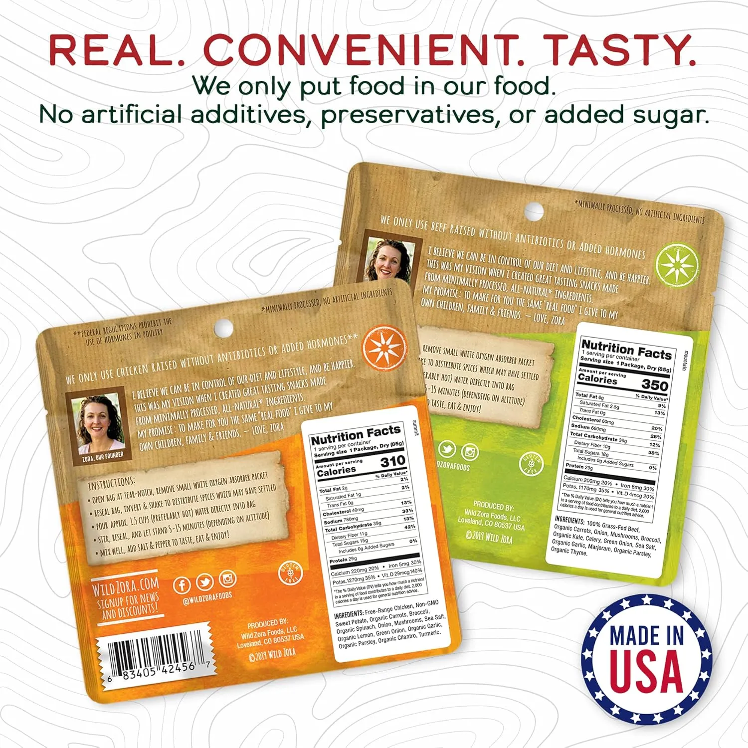 Wild Zora Paleo Freeze Dried Meals for Backpacking & Camping - Healthy Gluten Free & Grain Free Camping Meals/Backpacking Food   No Added Sugar - Great for Travel (AIP 4-pack)